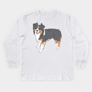 Black Tricolor Toy Aussie Kids Long Sleeve T-Shirt